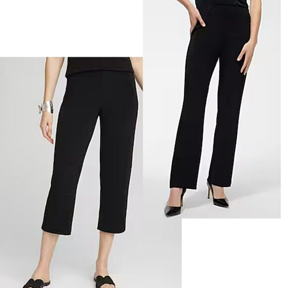 Chicos Travelers 2 Pc Set Minimalist Black Slinky Knit Autumn Capris & Pants 1 S - Picture 1 of 8
